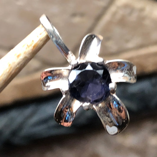 Natural 1.5ct Iolite 925 Sterling Silver Pendant 25mm - Natural Rocks by Kala