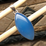 Natural Blue Chalcedony 925 Solid Sterling Silver Pendant 40mm - Natural Rocks by Kala