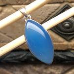 Natural Blue Chalcedony 925 Solid Sterling Silver Pendant 40mm - Natural Rocks by Kala