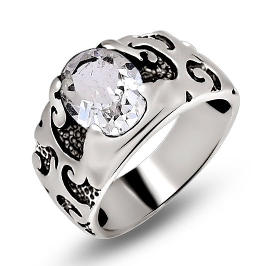 Natural 2ct White Quartz 925 Solid Sterling Silver Unisex Ring Size 6, 7, 8, 9 - Natural Rocks by Kala