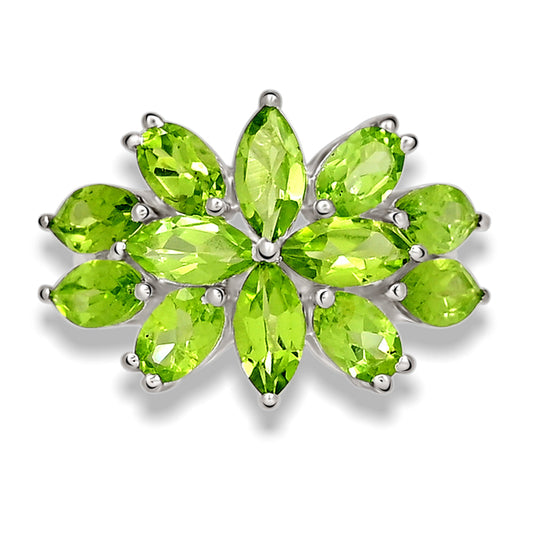 Natural 10ct Green Peridot 925 Solid Sterling Silver Ring Size 6, 7, 9 - Natural Rocks by Kala