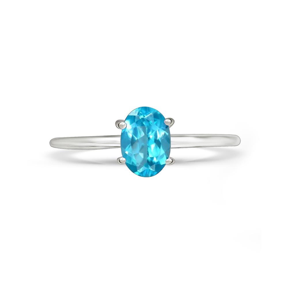 Natural Neon Blue Apatite 925 Solid Sterling Silver Engagement Ring Size 6, 7, 8 - Natural Rocks by Kala