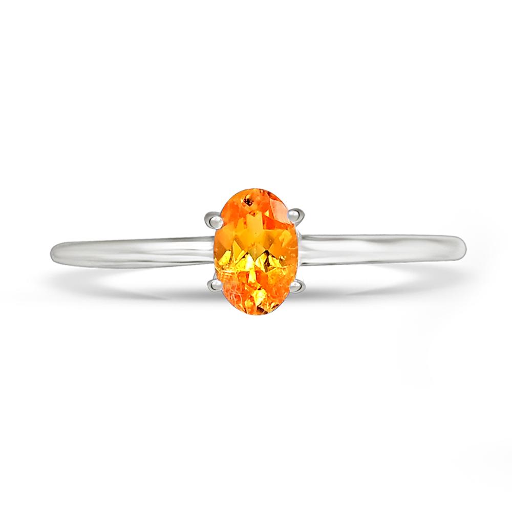Natural Mandarin Orange Garnet 925 Solid Sterling Silver Engagement Ring Size 6, 7, 8, 9 - Natural Rocks by Kala