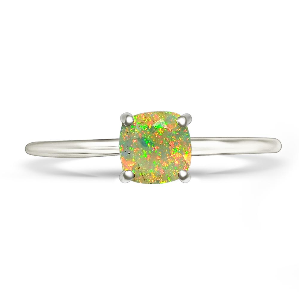 Genuine Ethiopian Opal 925 Solid Sterling Silver Engagement Ring Size 6, 7, 8, 9 - Natural Rocks by Kala