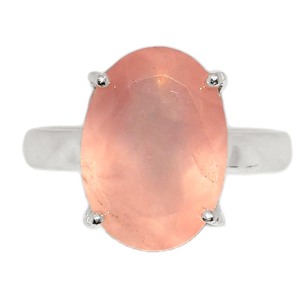 Natural 2.5ct Pink Rose Quartz 925 Sterling Silver Engagement Ring Size 6.75, 7.75 - Natural Rocks by Kala