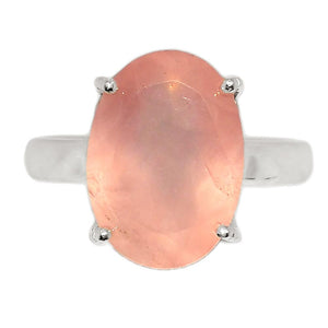 Natural 2.5ct Pink Rose Quartz 925 Sterling Silver Engagement Ring Size 6.75, 7.75 - Natural Rocks by Kala