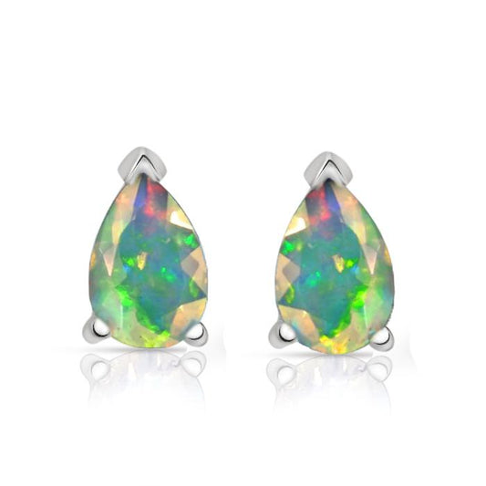 Natural Ethiopian Opal 925 Solid Sterling Silver Stud Earrings 7mm - Natural Rocks by Kala