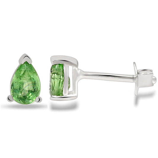 Natural Green Kyanite 925 Solid Sterling Silver Earrings 6mm - Natural Rocks by Kala