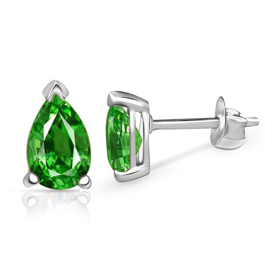 Natural Tsavorite Garnet 925 Solid Sterling Silver Earrings 7mm - Natural Rocks by Kala