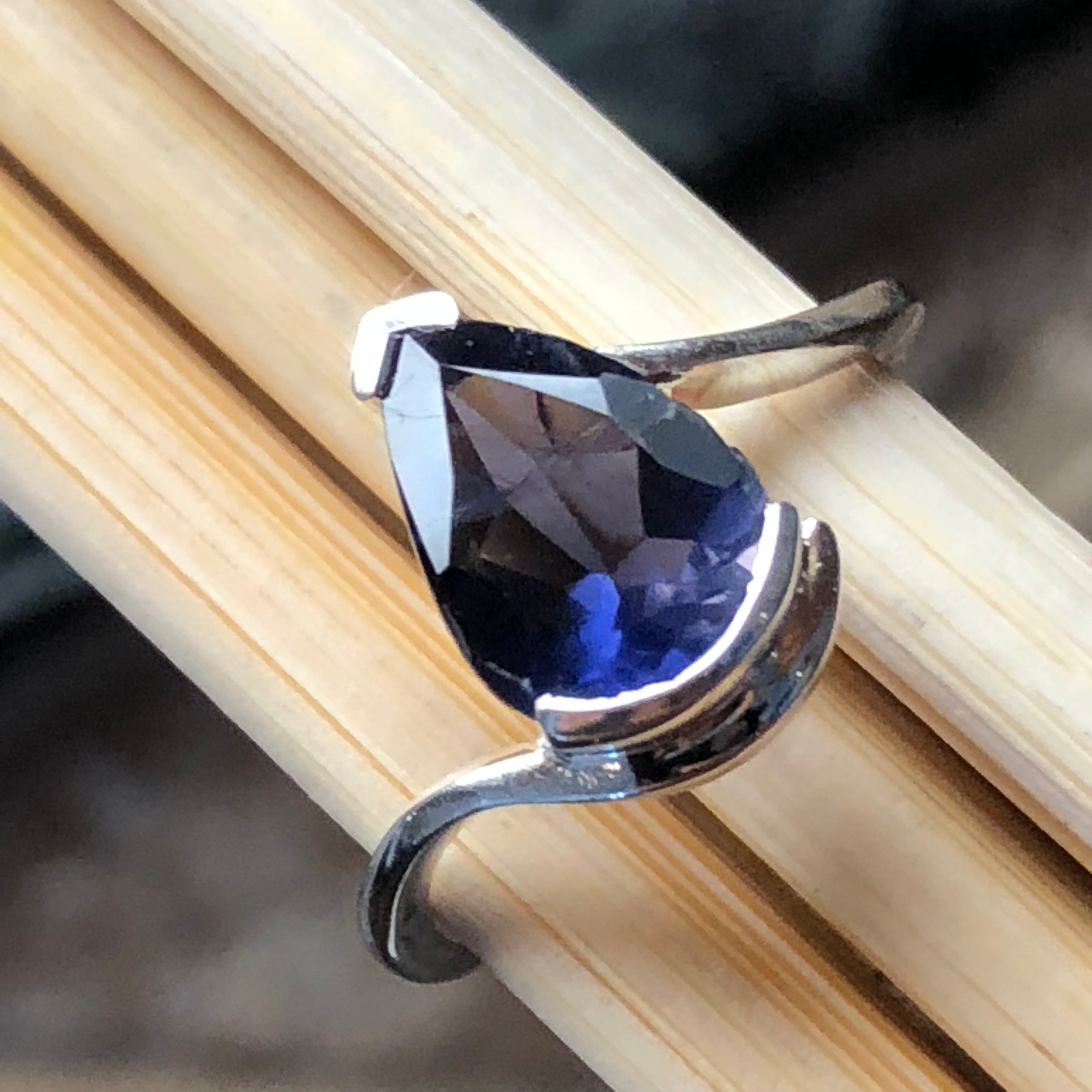 Natural 1.5ct Iolite 925 Sterling Silver Ring Size 6, 8 - Natural Rocks by Kala