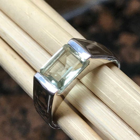 Natural Green Amethyst 925 Solid Sterling Silver Men's Ring Size 9, 10, 11, 12, 13 - Natural Rocks by Kala