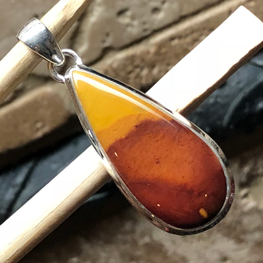 Natural Australian Mookaite Jasper 925 Solid Sterling Silver Pendant 40mm - Natural Rocks by Kala