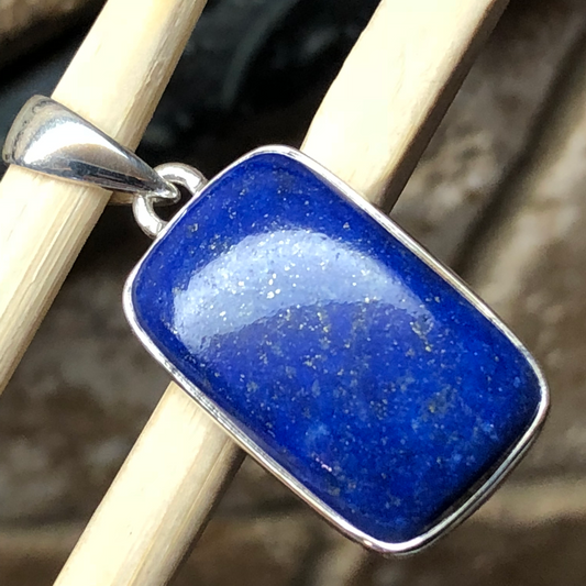 Natural Blue Lapis Lazuli 925 Solid Sterling Silver Pendant 35mm - Natural Rocks by Kala