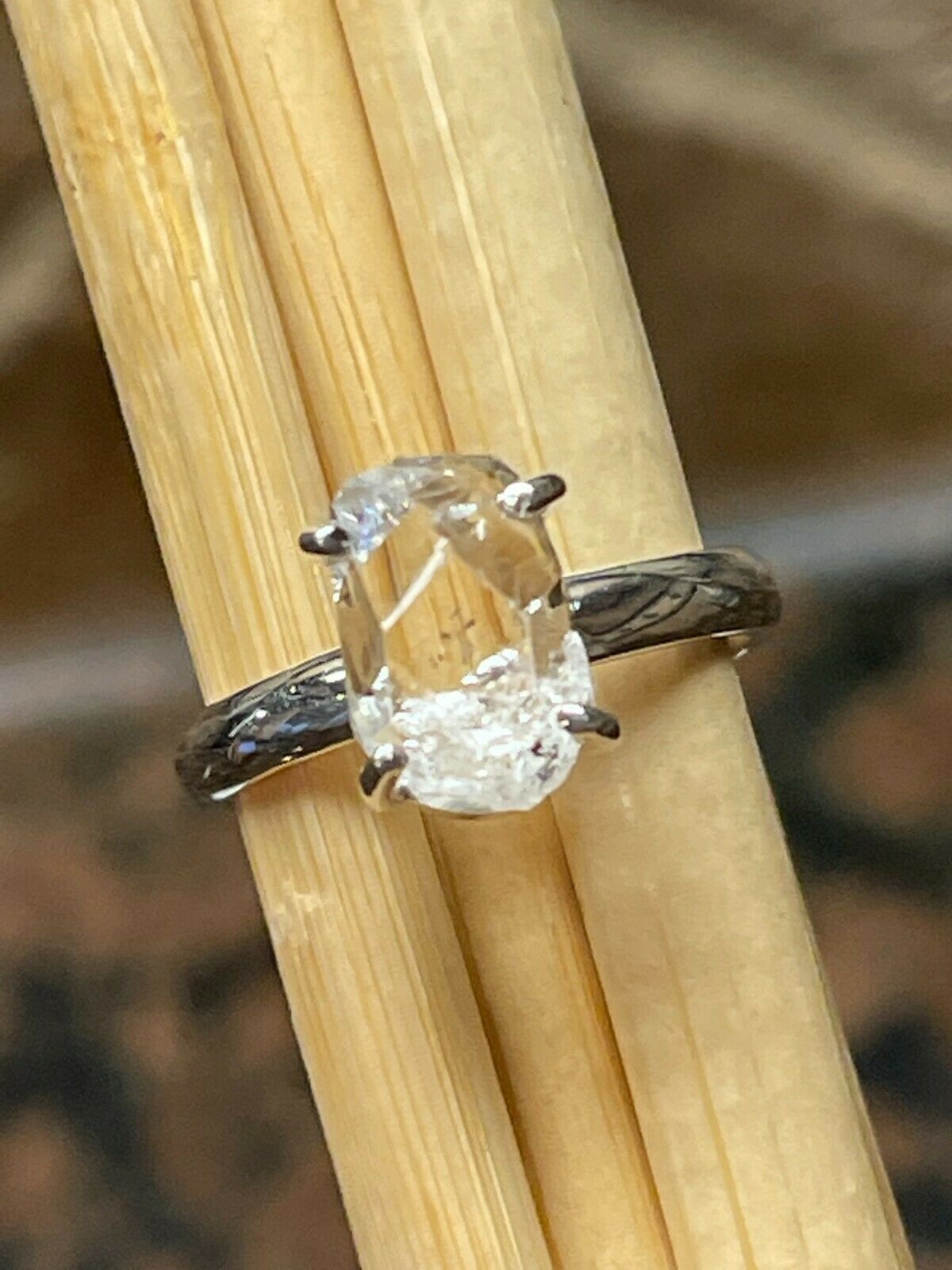 Natural Herkimer Diamond 925 Solid Sterling Silver Ring Size 6 - Natural Rocks by Kala