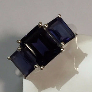 Natural 1ct Iolite 925 Solid Sterling Silver Ring Size 7, 8, 9 - Natural Rocks by Kala