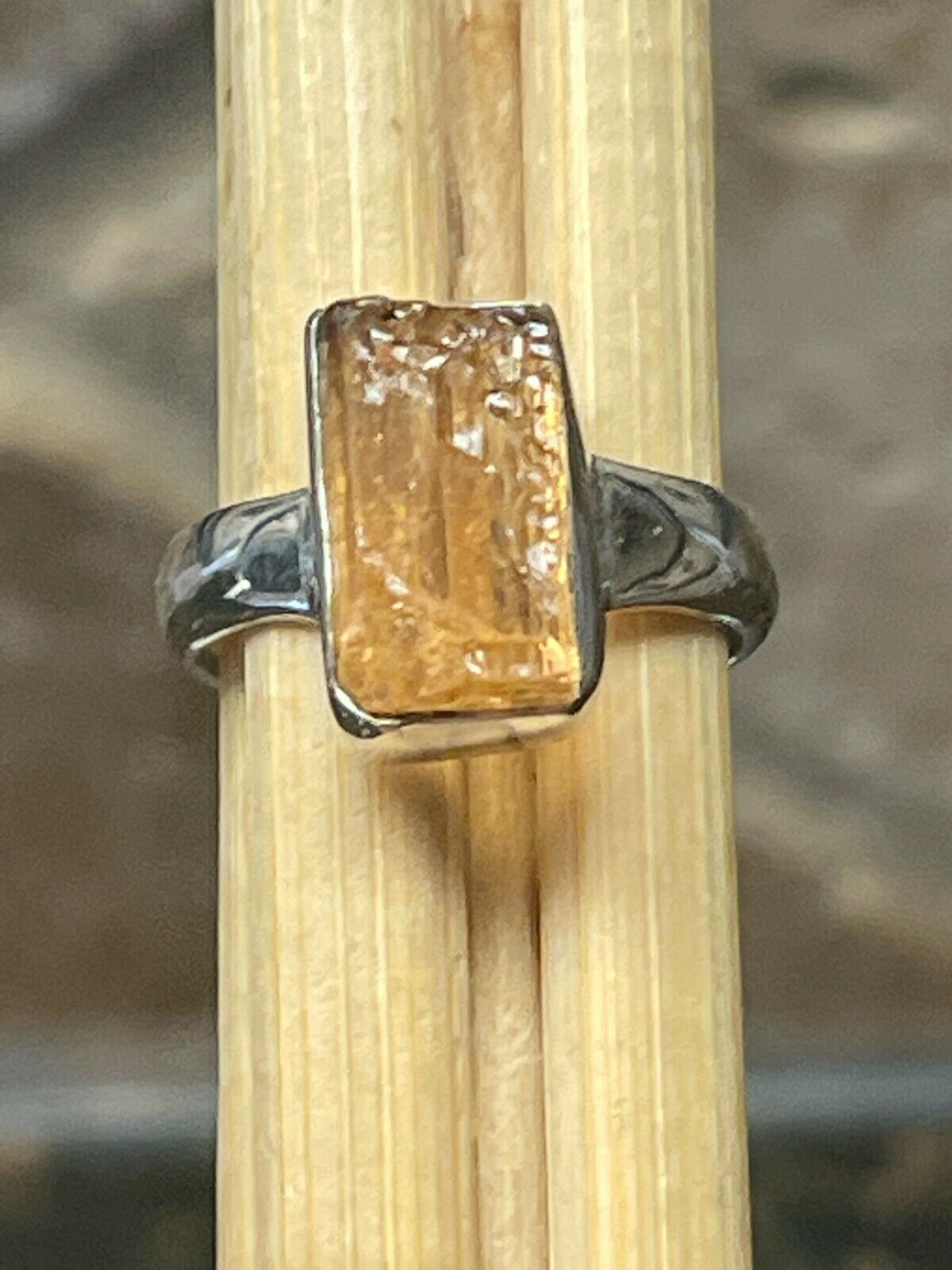 Natural Imperial topaz 925 Sterling Silver Ring Size 7
