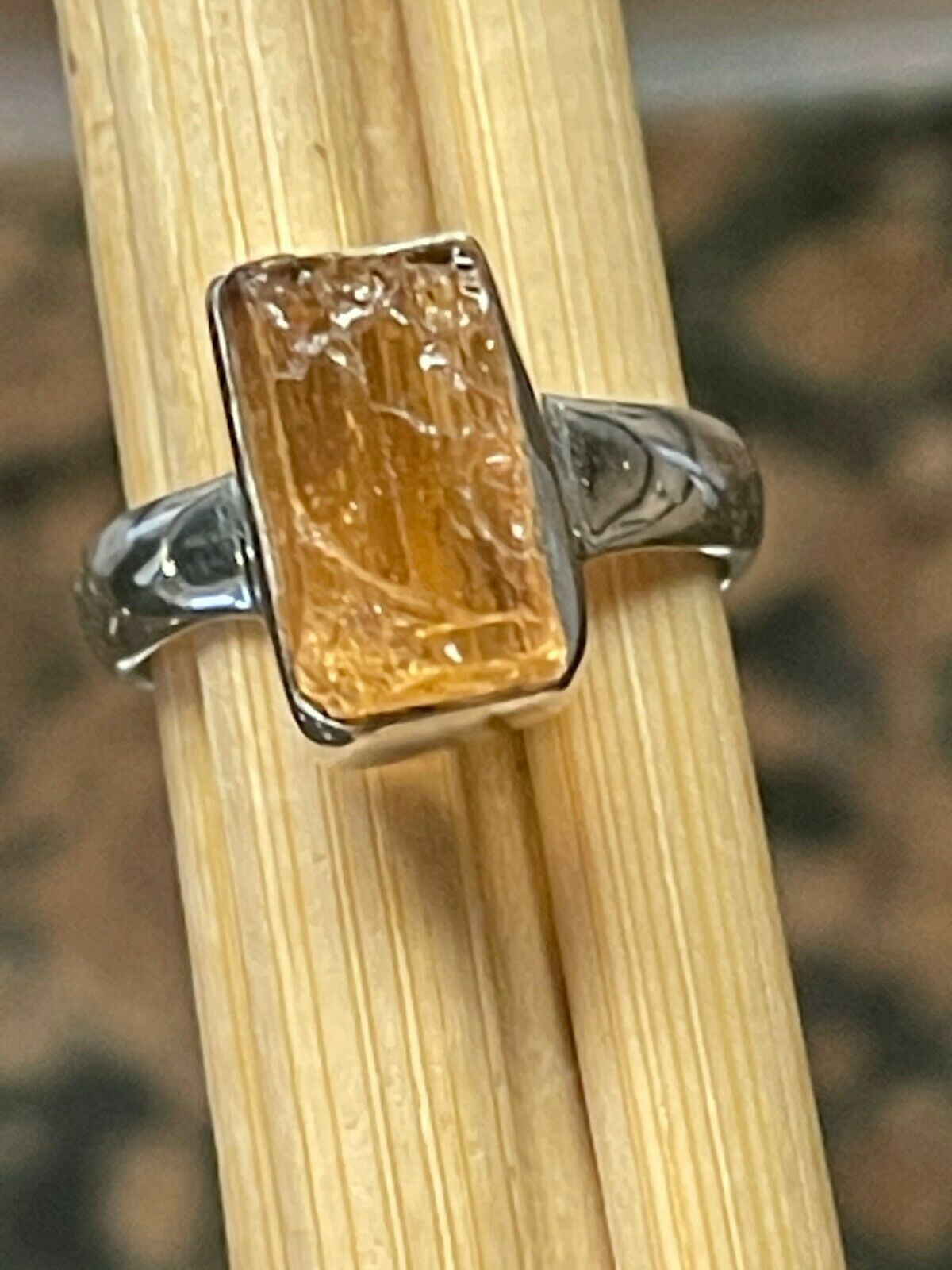 Natural Imperial topaz 925 Sterling Silver Ring Size 7