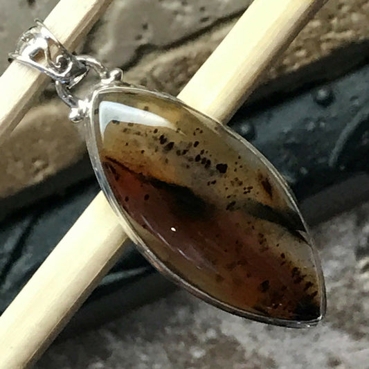 Natural Montana Moss Agate 925 Sterling Silver Scenic Pendant 45mm - Natural Rocks by Kala